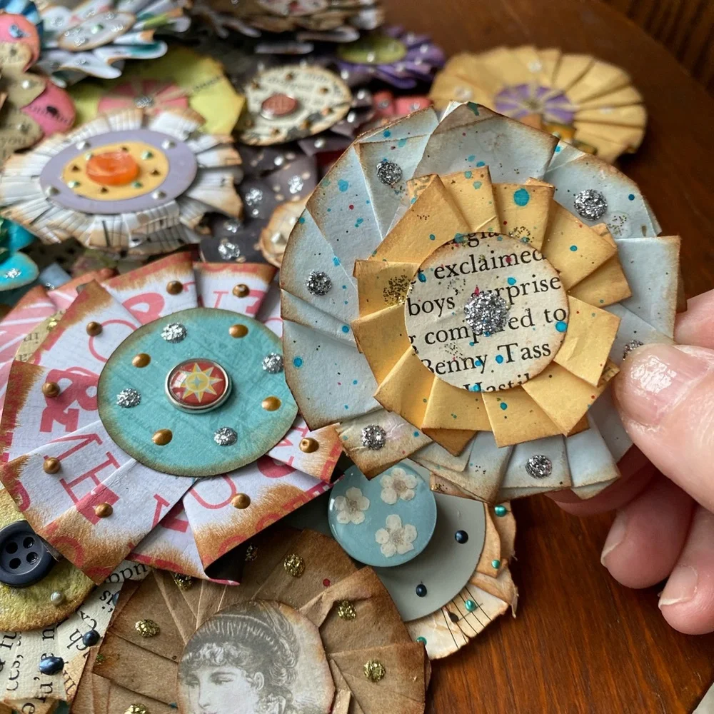 NEW!! Handcrafted Embellished Paper Flowers.